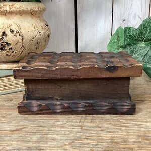 Carved Solid Wood Box 6 3/4 In X 3 1/2 In; Storage, Trinket Or Jewelry Box